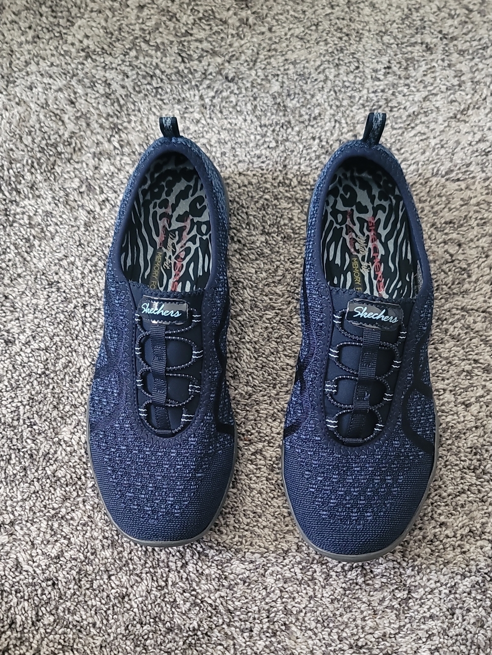 Skechers Navy Knit Slip-On Walking Shoes